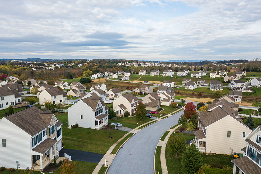 New Alexandria, PA - Aerial View of Community of Homes in Redlion, Pennsylvania During the Fall